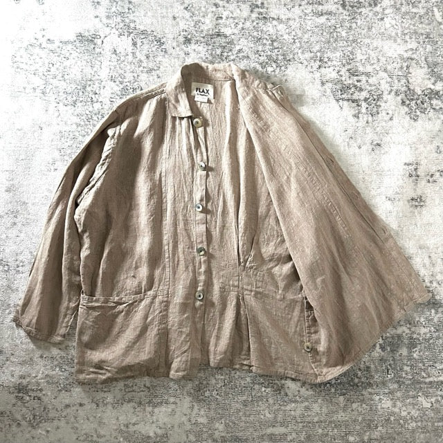Relaxed Linen Shirt Jacket Beige – FLAX XL
