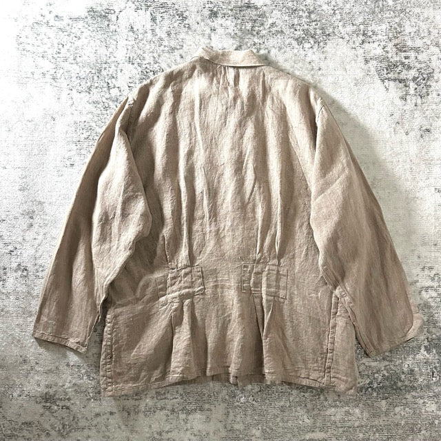 Relaxed Linen Shirt Jacket Beige – FLAX XL