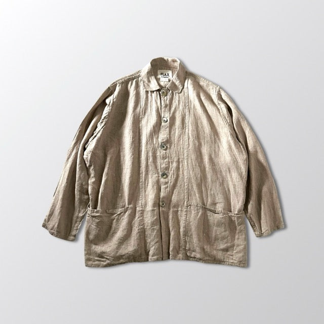 Relaxed Linen Shirt Jacket Beige – FLAX XL