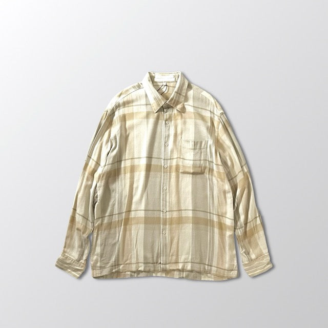 Soft Check Shirt Beige – PERRY ELLIS Cotton Rayon L
