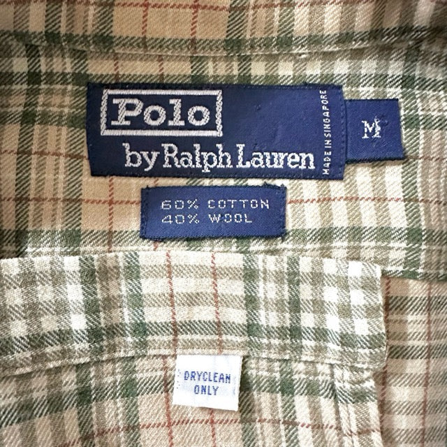 Ralph Lauren Cotton Wool M – Soft Check Shirt Beige Green