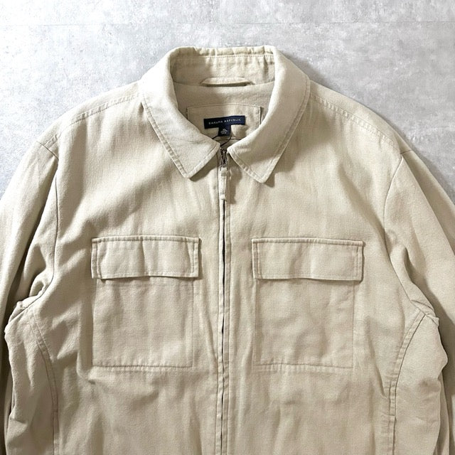 Cotton Linen Zip Jacket Beige – Banana Republic XL
