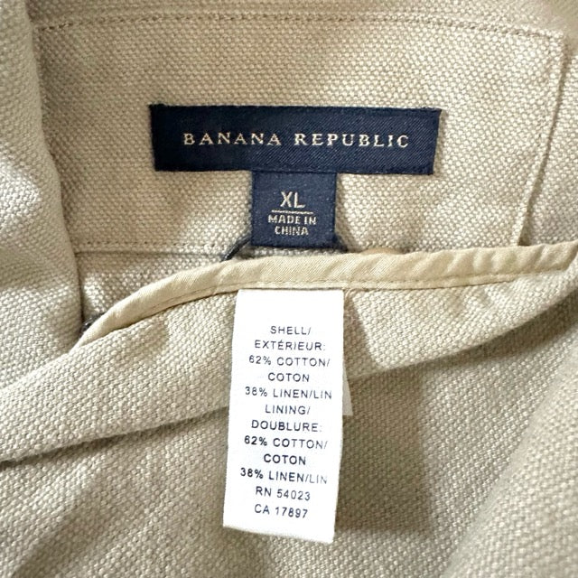 Cotton Linen Zip Jacket Beige – Banana Republic XL