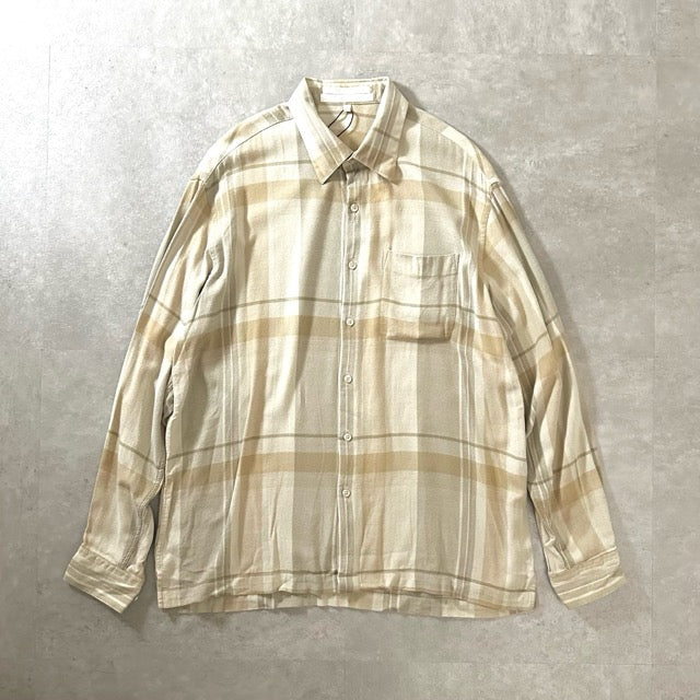 Soft Check Shirt Beige – PERRY ELLIS Cotton Rayon L