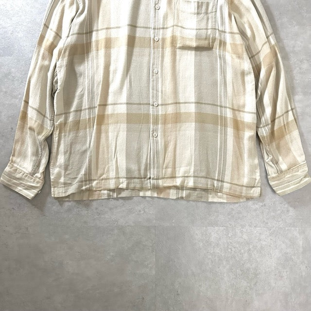 Soft Check Shirt Beige – PERRY ELLIS Cotton Rayon L
