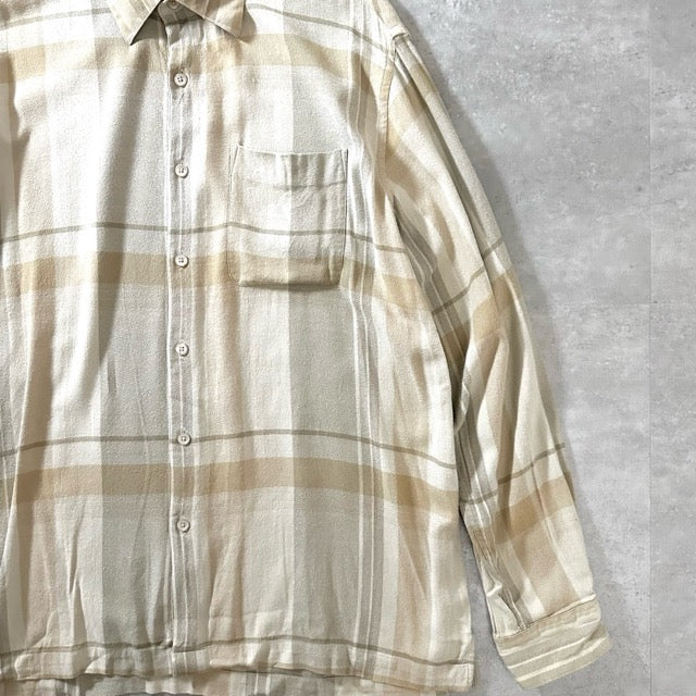 Soft Check Shirt Beige – PERRY ELLIS Cotton Rayon L