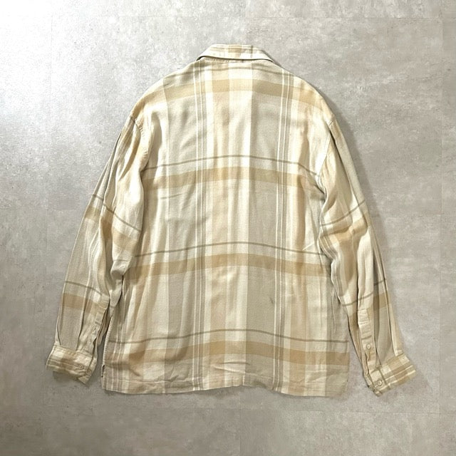 Soft Check Shirt Beige – PERRY ELLIS Cotton Rayon L