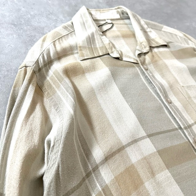 Soft Check Shirt Beige – PERRY ELLIS Cotton Rayon L
