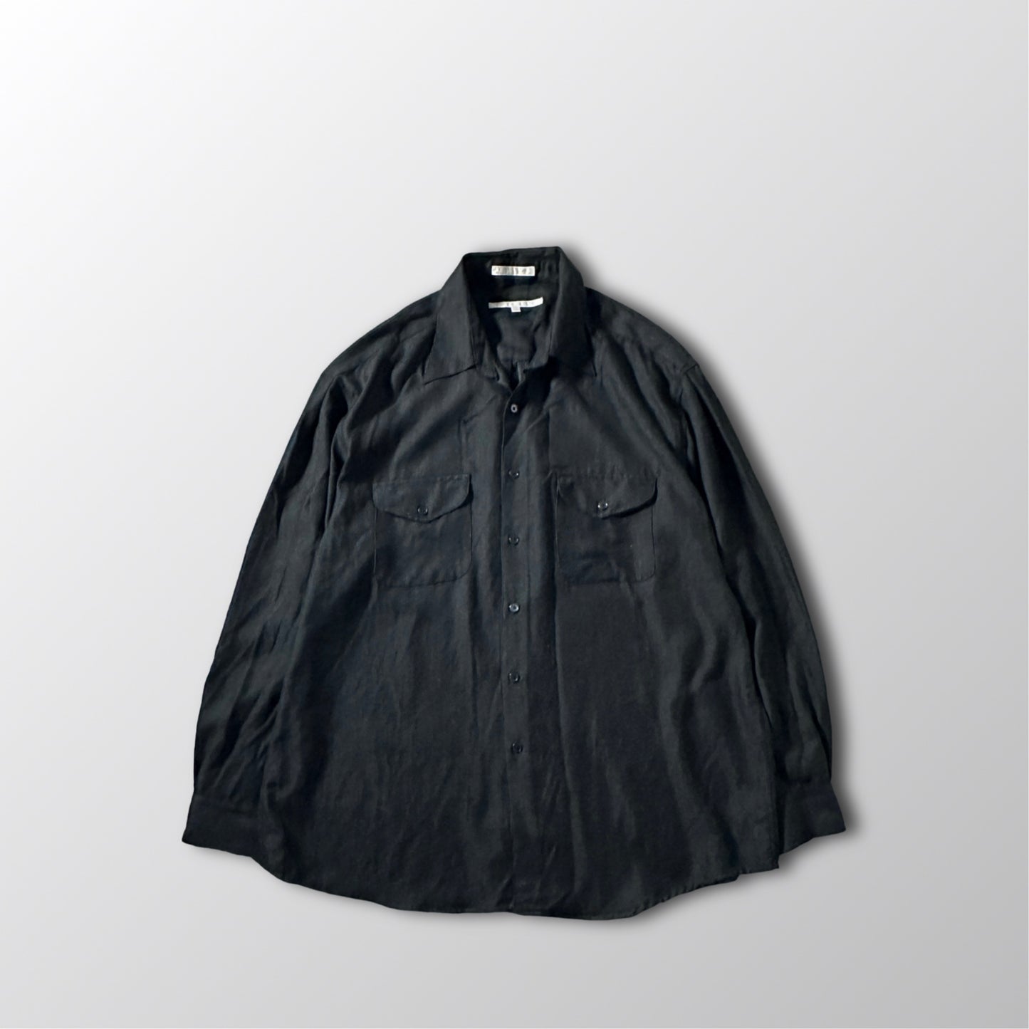 Perry Ellis Black Two-Pocket Long Sleeve Shirt – L - Rayon