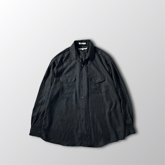 Perry Ellis Black Two-Pocket Long Sleeve Shirt – L - Rayon