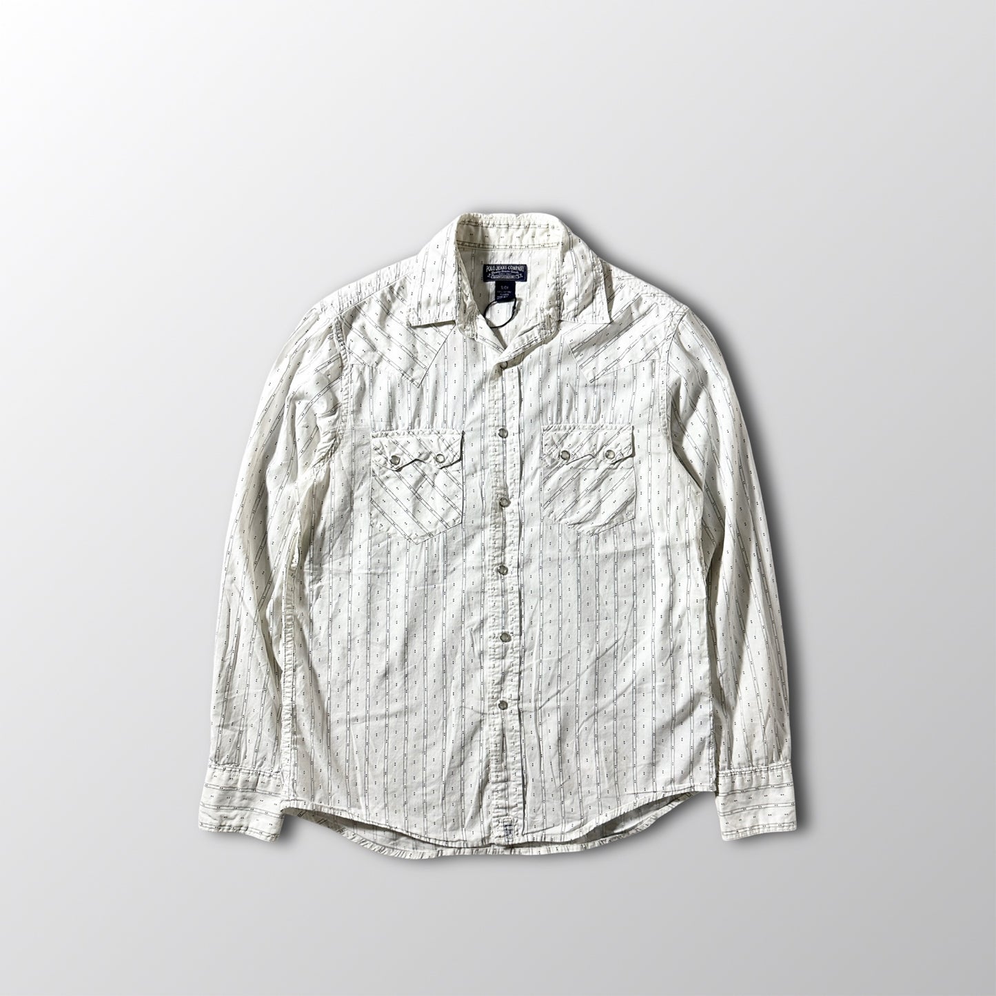 Western Shirt Polo Jeans Company Cotton White Dotted Stripe  – S