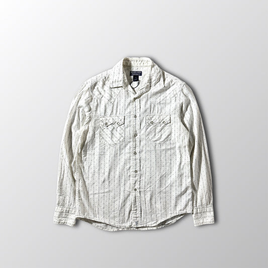 Western Shirt Polo Jeans Company Cotton White Dotted Stripe  – S