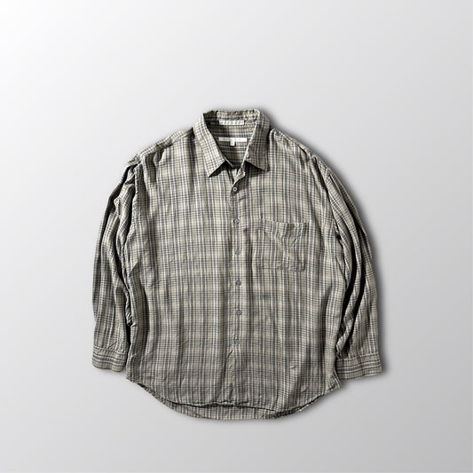 Perry Ellis Taupe Plaid Long Sleeve Shirt – L