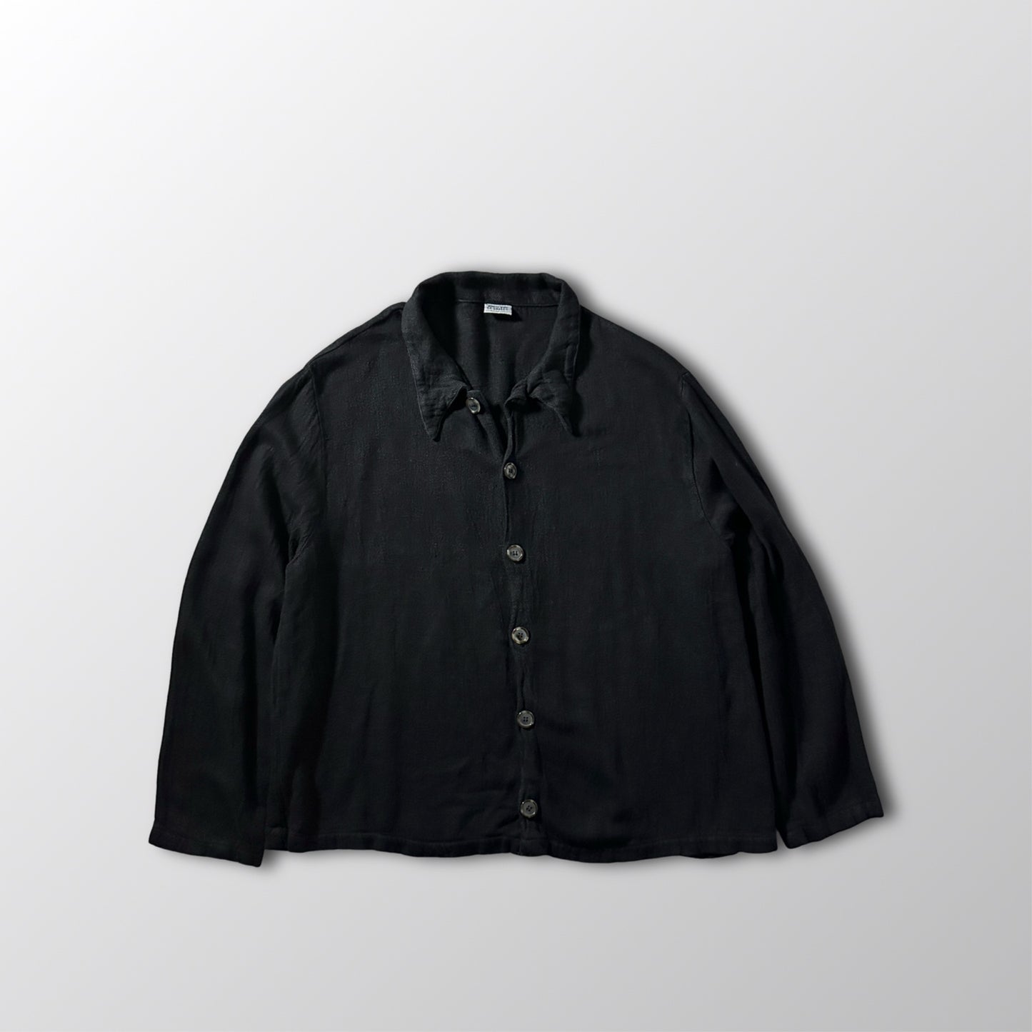 CP Shades Rayon Linen Black Cropped Shirt – L