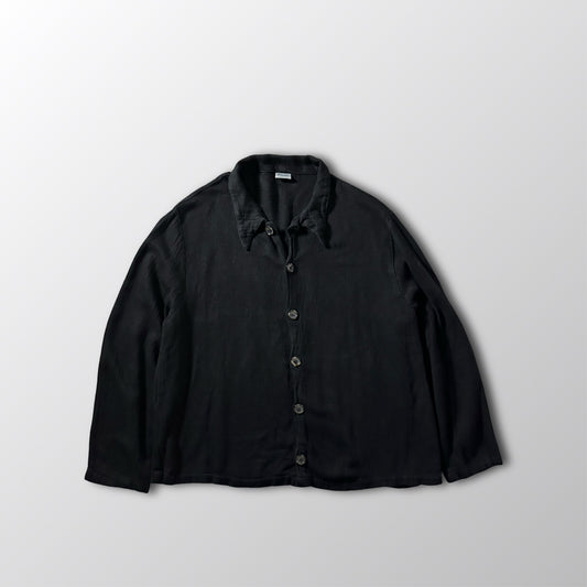 CP Shades Rayon Linen Black Cropped Shirt – L