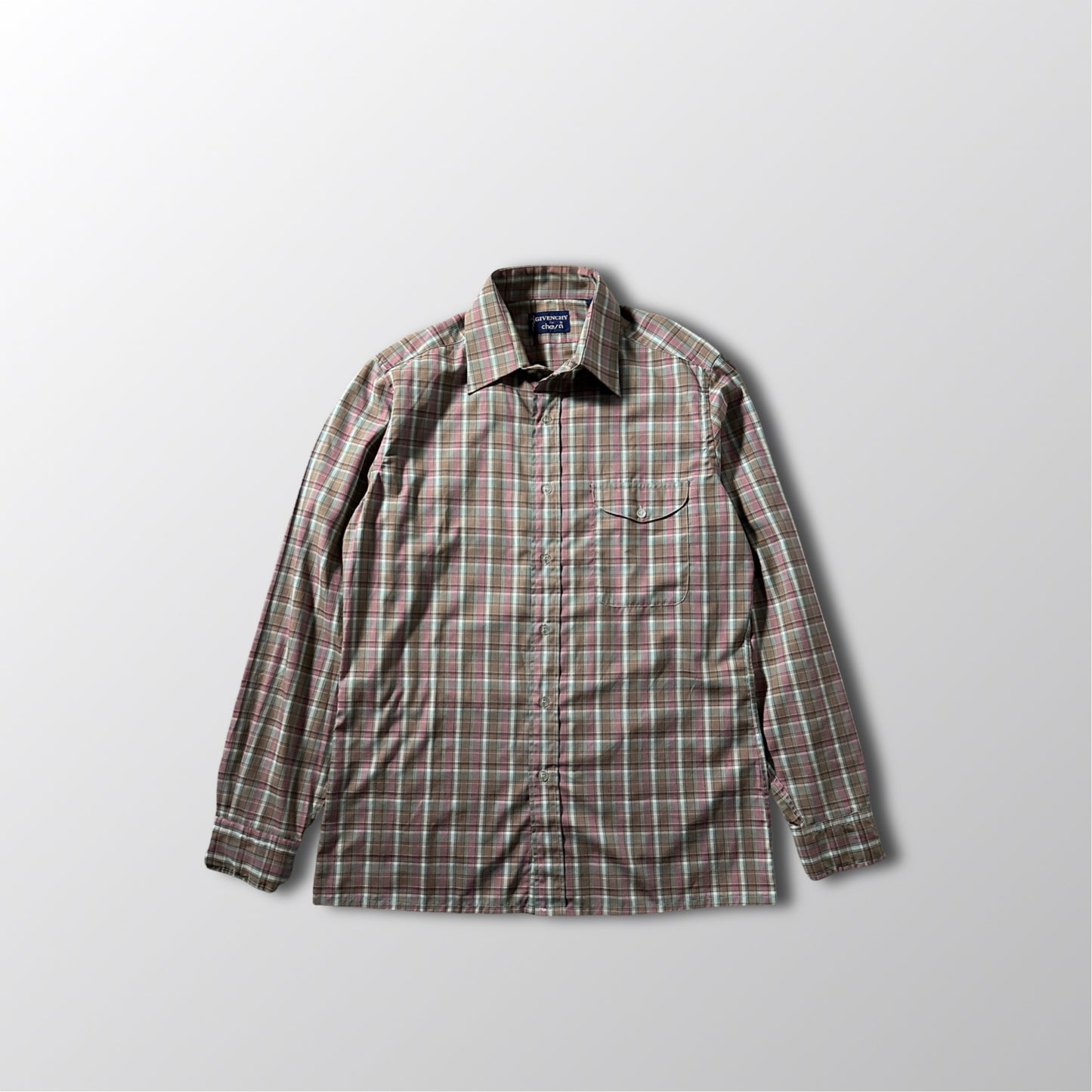 Givenchy for chesa Cotton Blend Pink Green Plaid Shirt – M