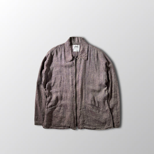 FLAX 100% Linen Heathered Purple Zip Jacket – M