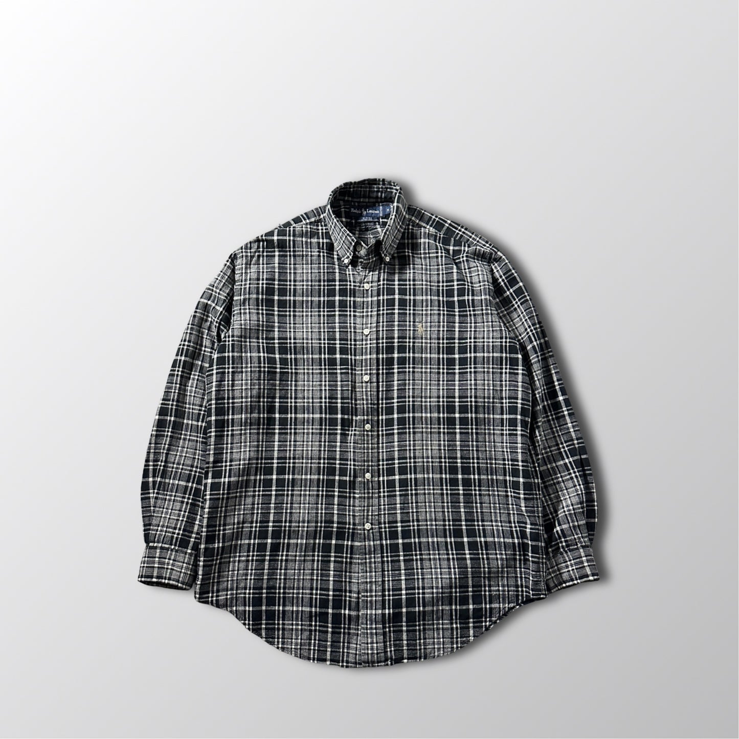 Ralph Lauren BLAIRE Cotton Linen Black Plaid Shirt – M