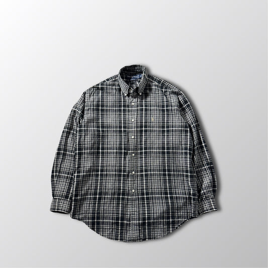 Ralph Lauren BLAIRE Cotton Linen Black Plaid Shirt – M