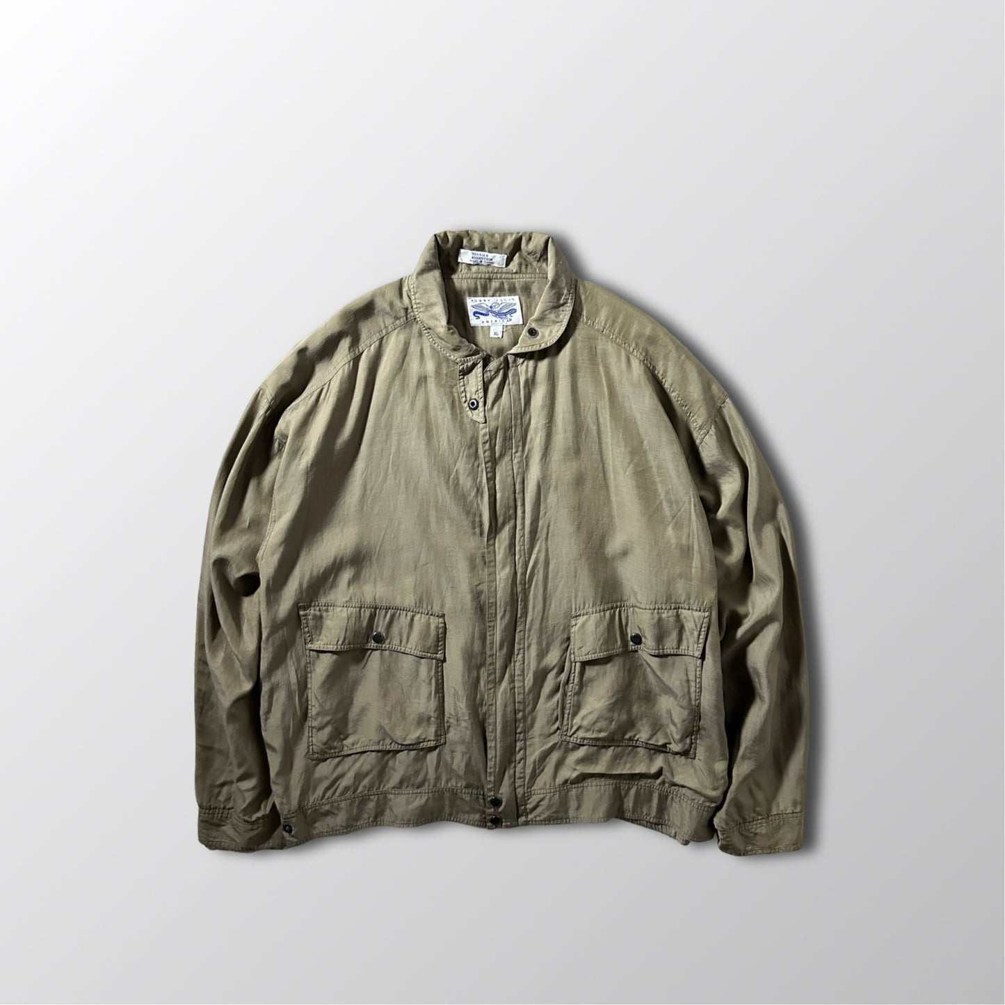 Perry Ellis America Silk Cotton Khaki Blouson Jacket XL