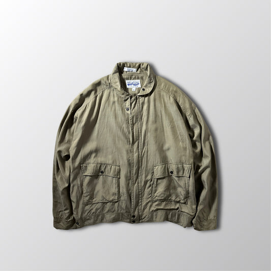 Perry Ellis America Silk Cotton Khaki Blouson Jacket XL