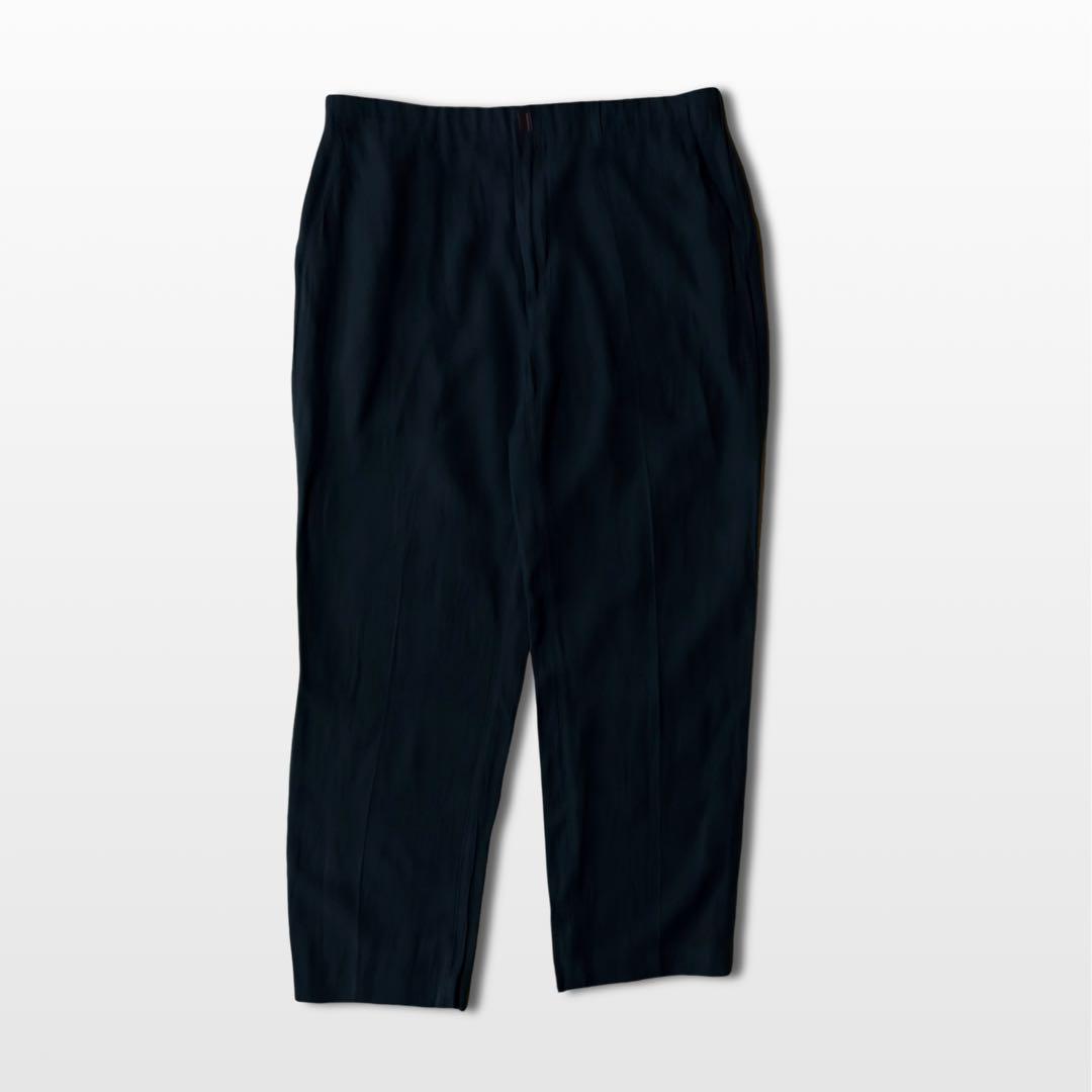 Ralph Lauren Black Linen Silk Wide Slacks – No Tuck, Luxury Vintage Trousers W36