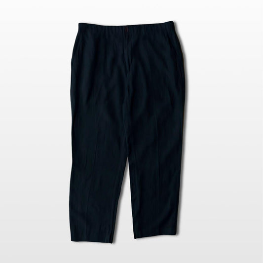 Ralph Lauren Black Linen Silk Wide Slacks – No Tuck, Luxury Vintage Trousers W36