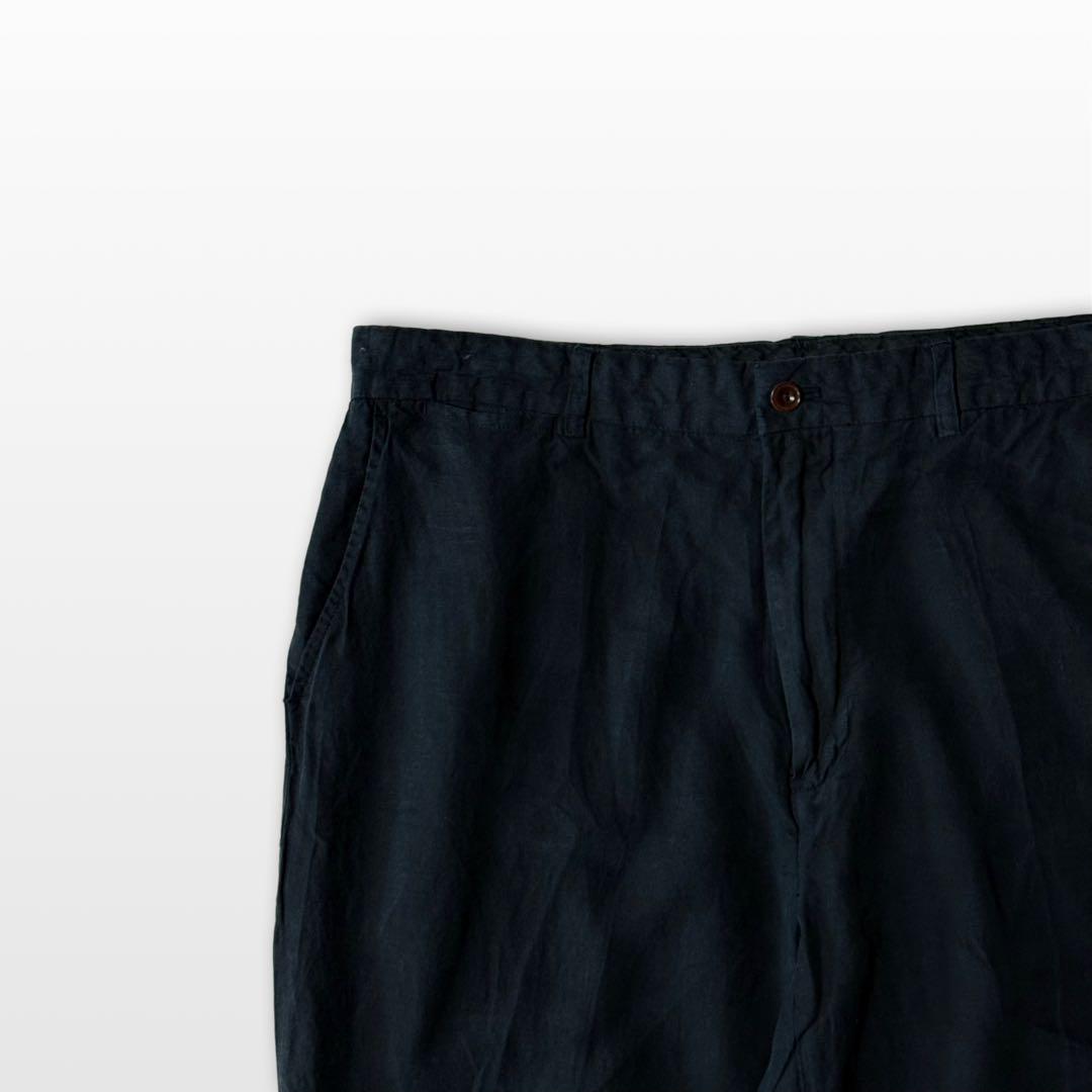 Ralph Lauren Black Linen Silk Wide Slacks – No Tuck, Luxury Vintage Trousers W36