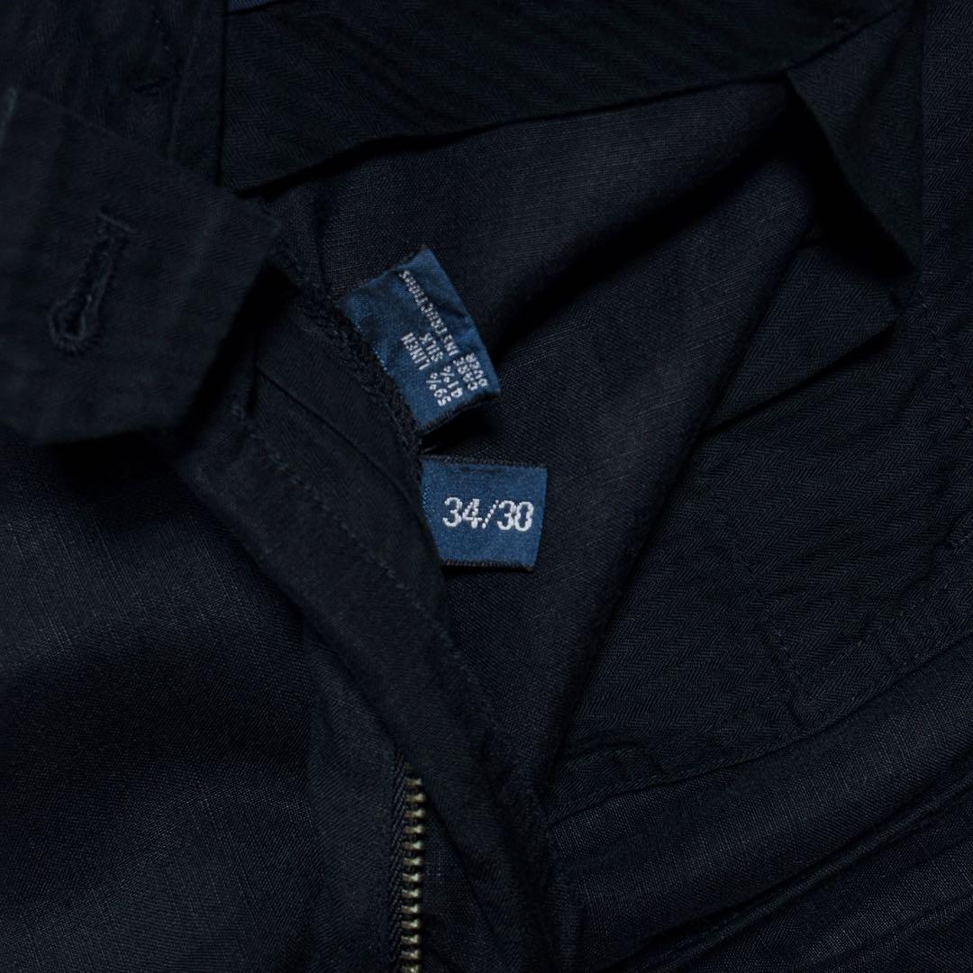 Ralph Lauren Black Linen Silk Wide Tuck Pants 34x30 Vintage