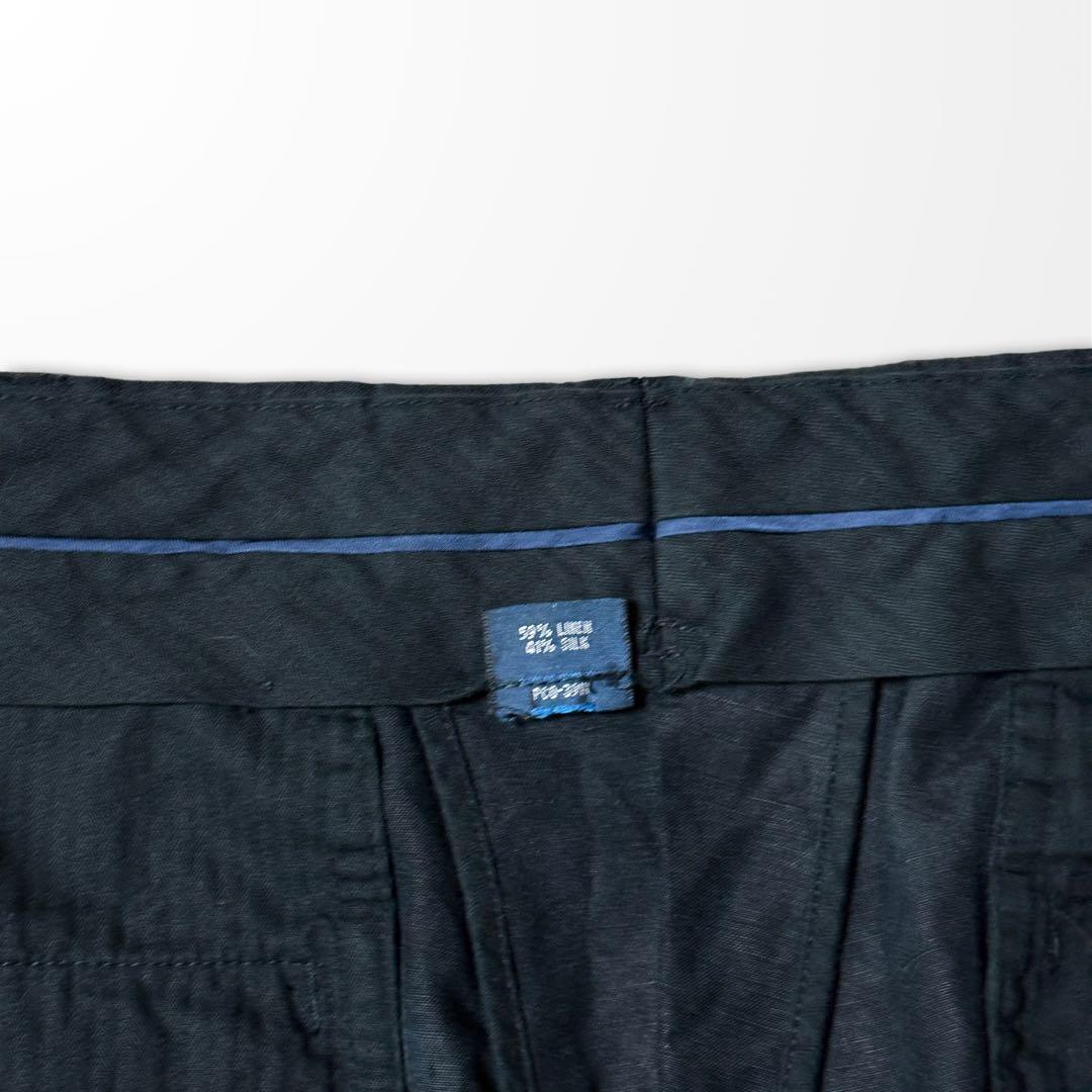 Ralph Lauren Black Linen Silk Wide Tuck Pants 34x30 Vintage