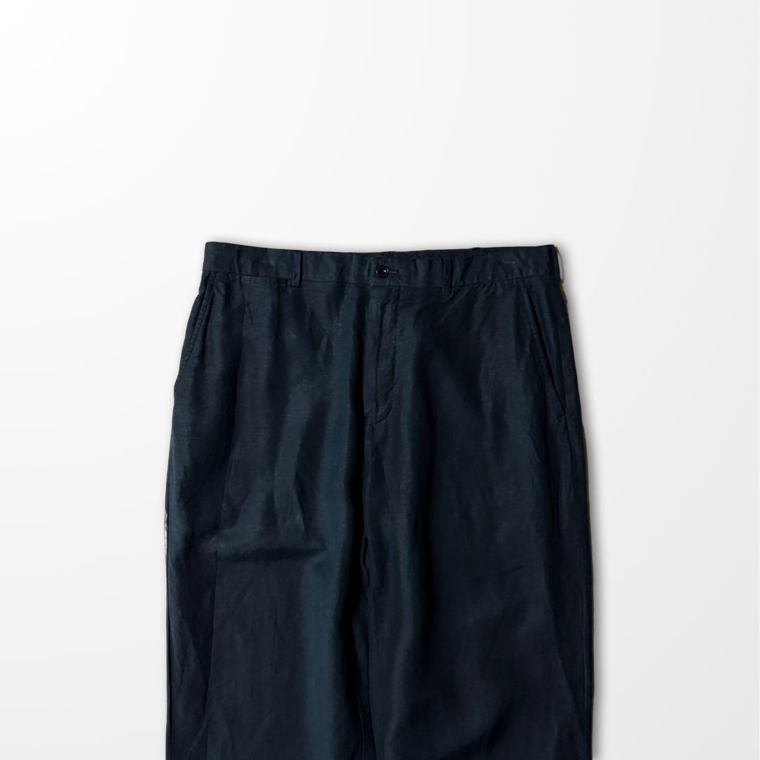 Ralph Lauren Black Linen Silk Wide Tuck Pants 34x30 Vintage