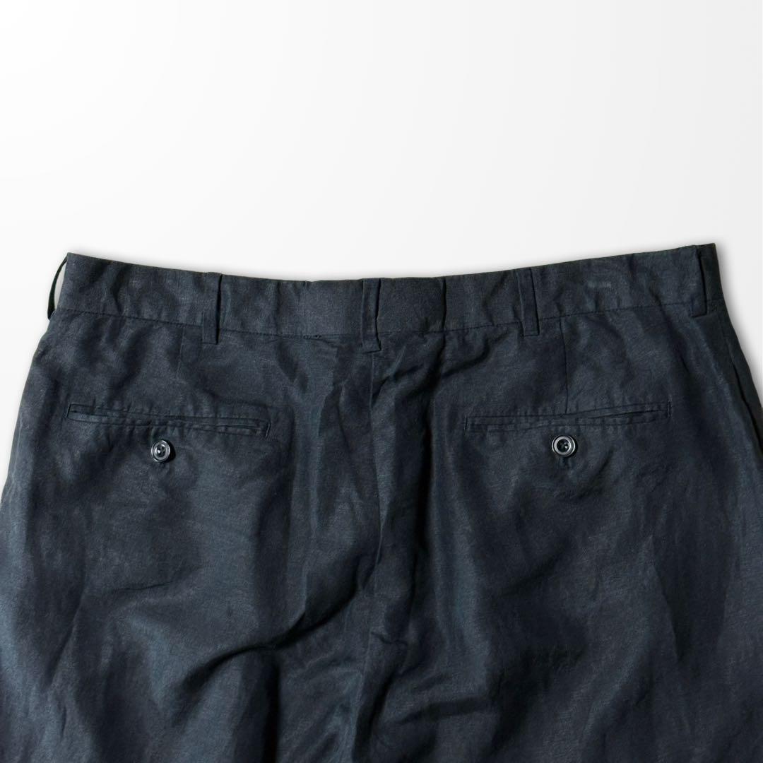 Ralph Lauren Black Linen Silk Wide Tuck Pants 34x30 Vintage