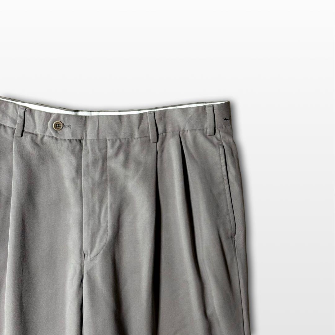 Brooks Brothers Wool Wide Tuck Trousers – Taupe & Brown Fluid Fit