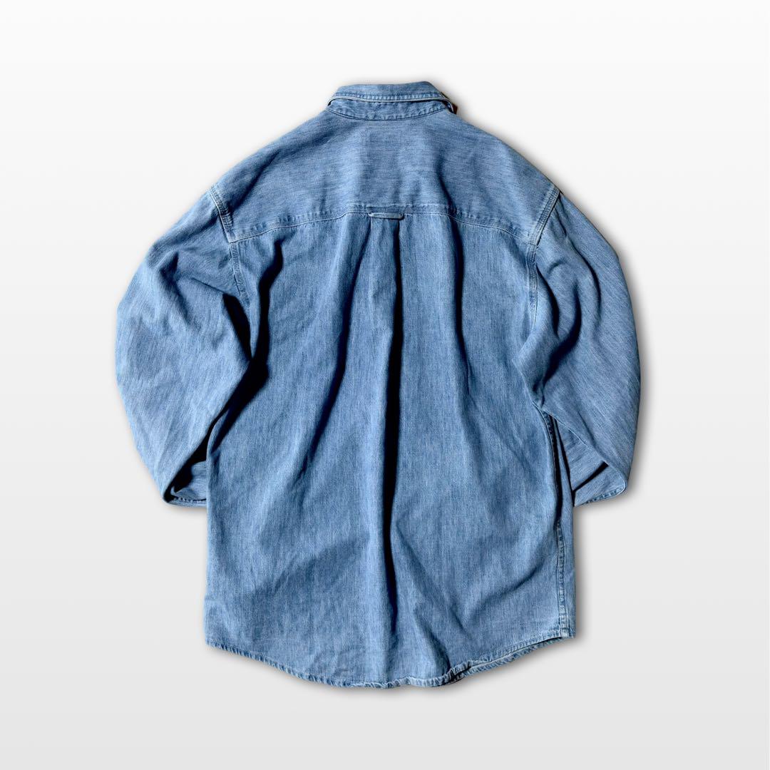 Eddie Bauer Black Tag Denim Shirt XL Long Sleeve Double Pocket Vintage Indigo