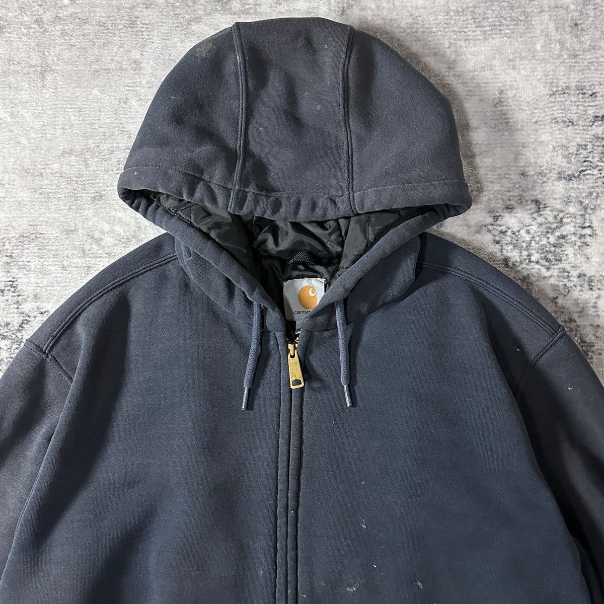 Carhartt Black Quilted Lined Full Zip Hoodie Size L
