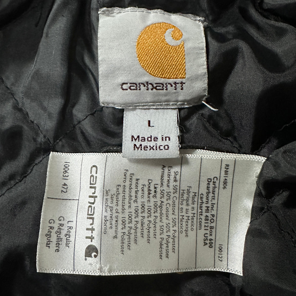 Carhartt Black Quilted Lined Full Zip Hoodie Size L