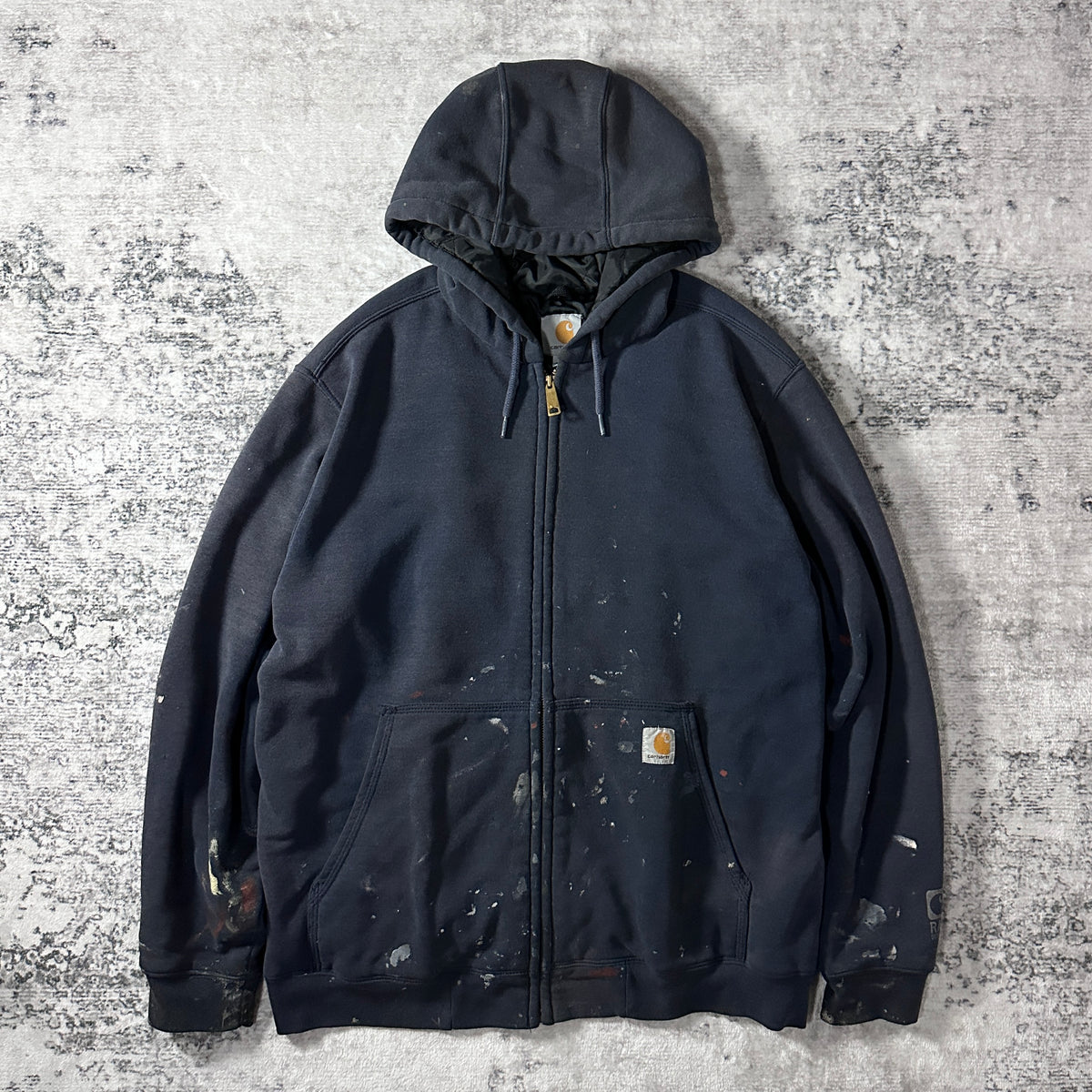 Carhartt Black Quilted Lined Full Zip Hoodie Size L