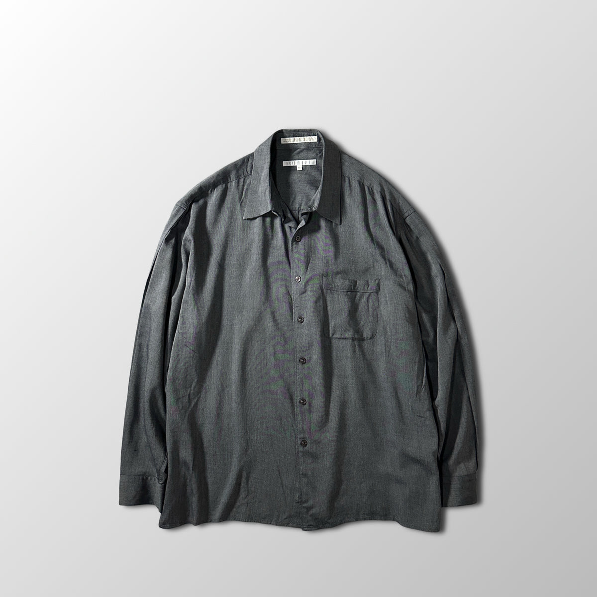 Perry Ellis Gray Rayon Wool Open Collar Shirt Size XL