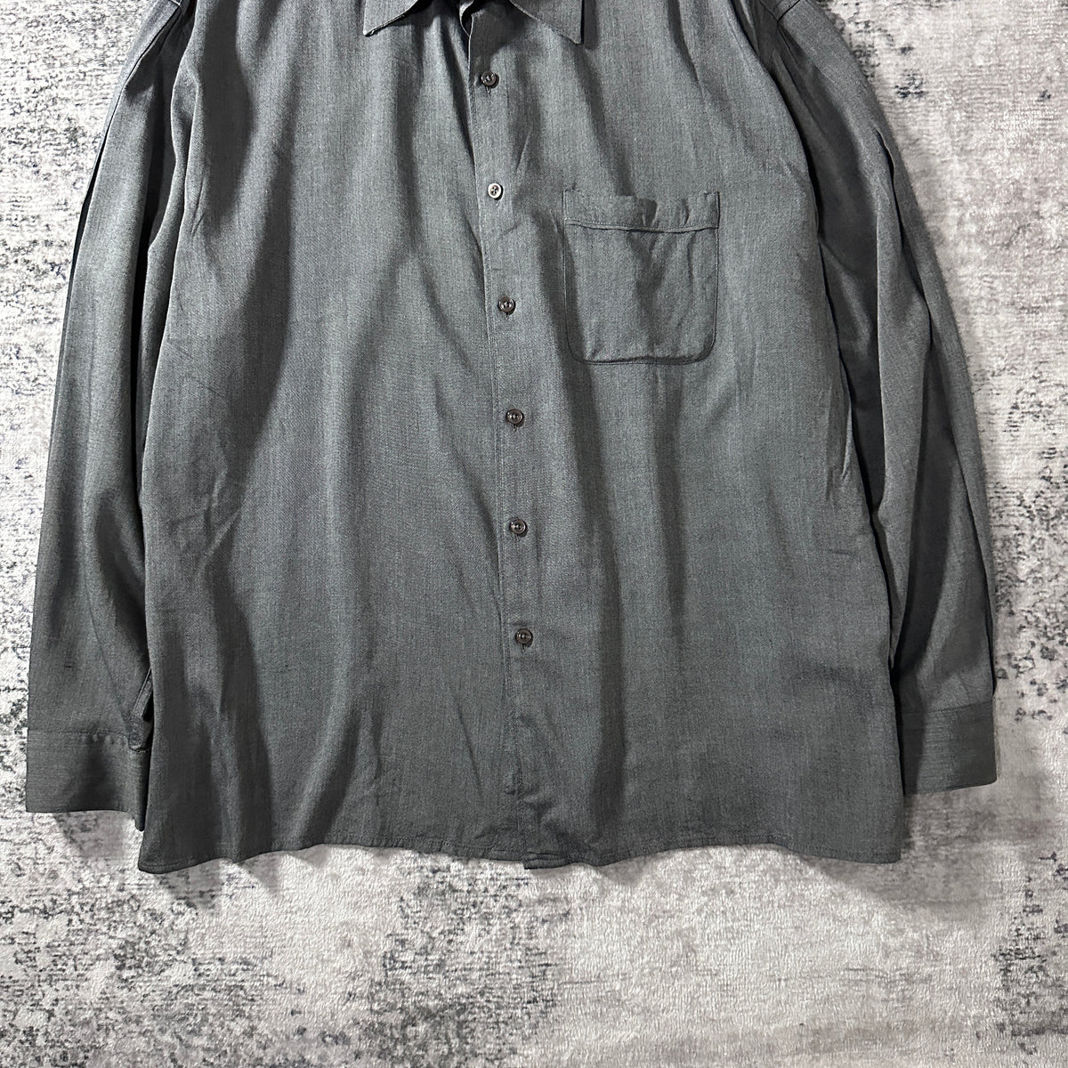 Perry Ellis Gray Rayon Wool Open Collar Shirt Size XL