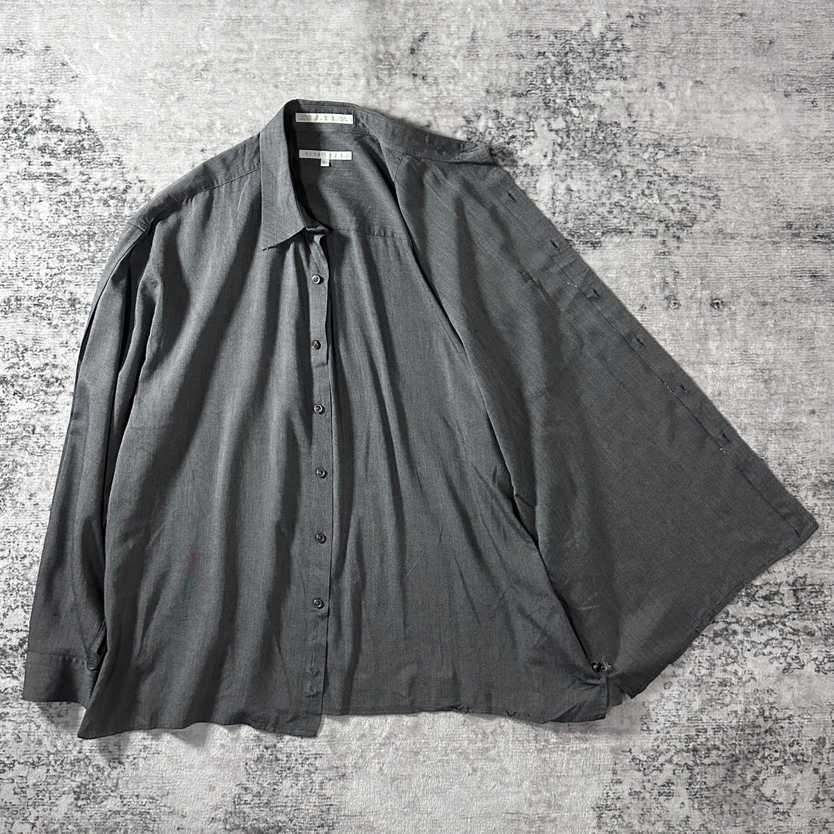 Perry Ellis Gray Rayon Wool Open Collar Shirt Size XL