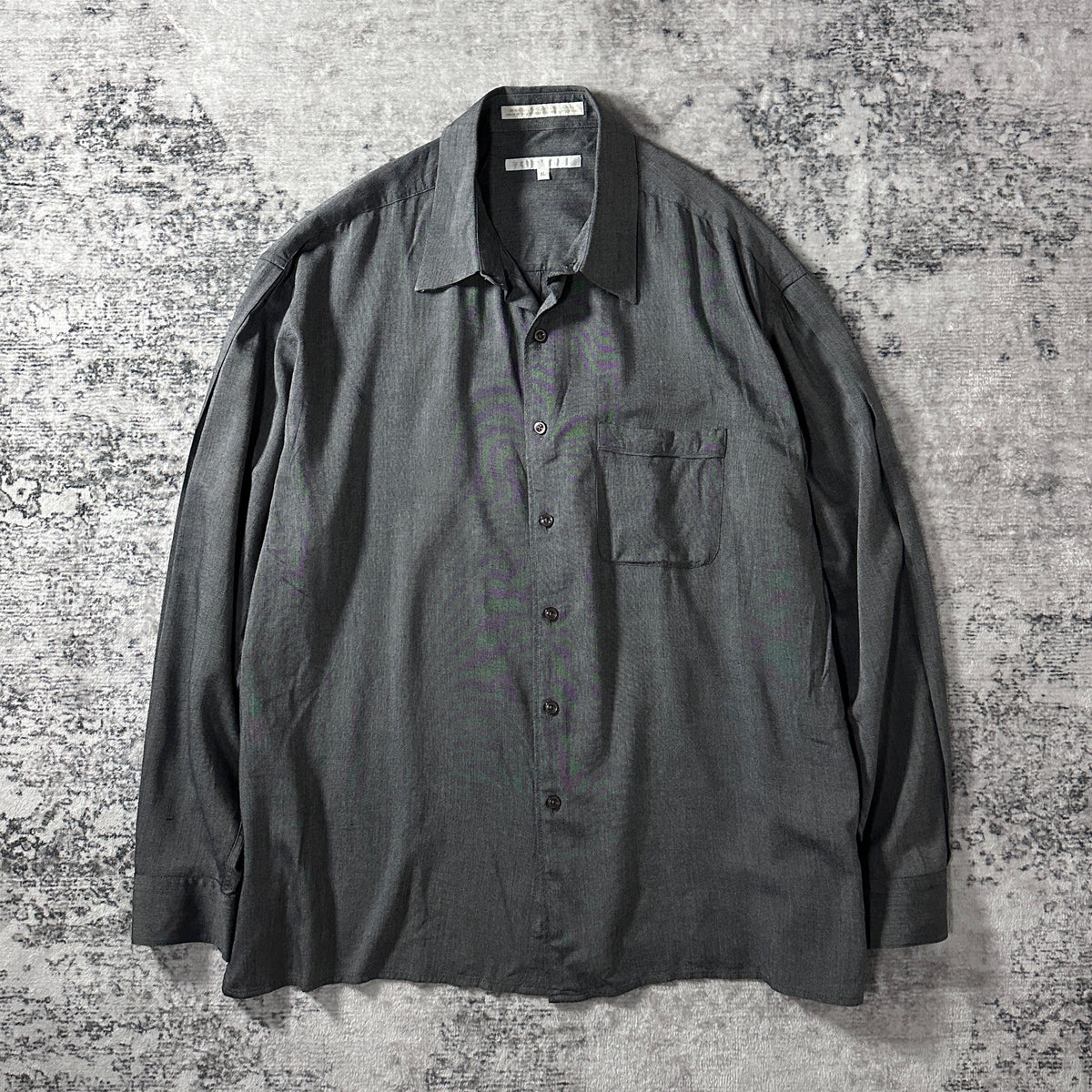Perry Ellis Gray Rayon Wool Open Collar Shirt Size XL