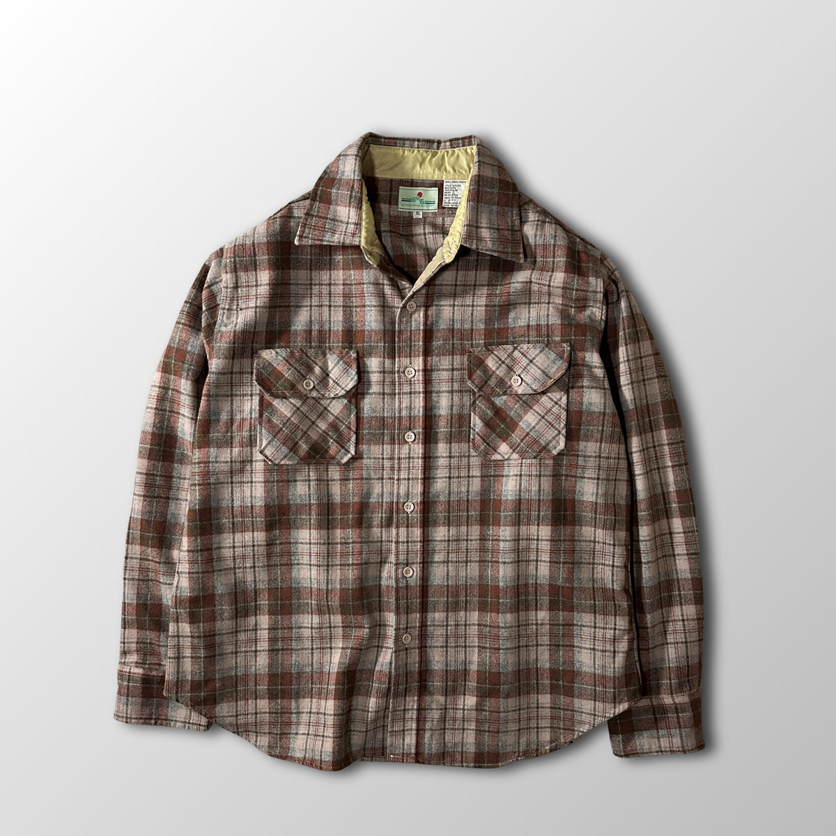 Eastern Mountain Sports Brown Beige Plaid Wool Blend Shirt Size XL