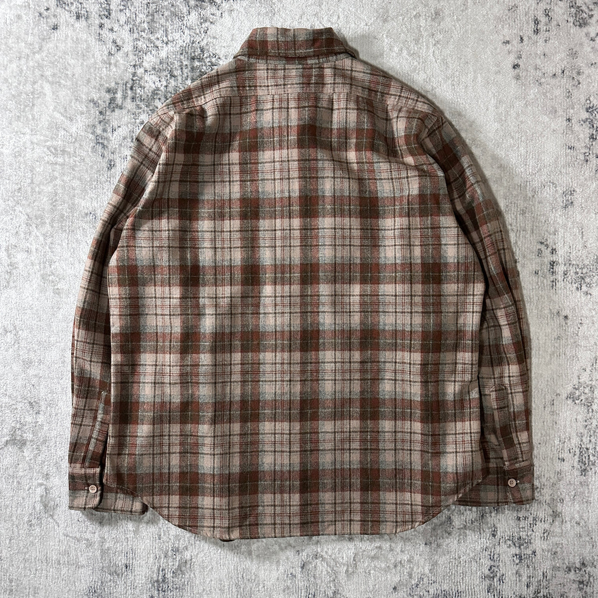 Eastern Mountain Sports Brown Beige Plaid Wool Blend Shirt Size XL