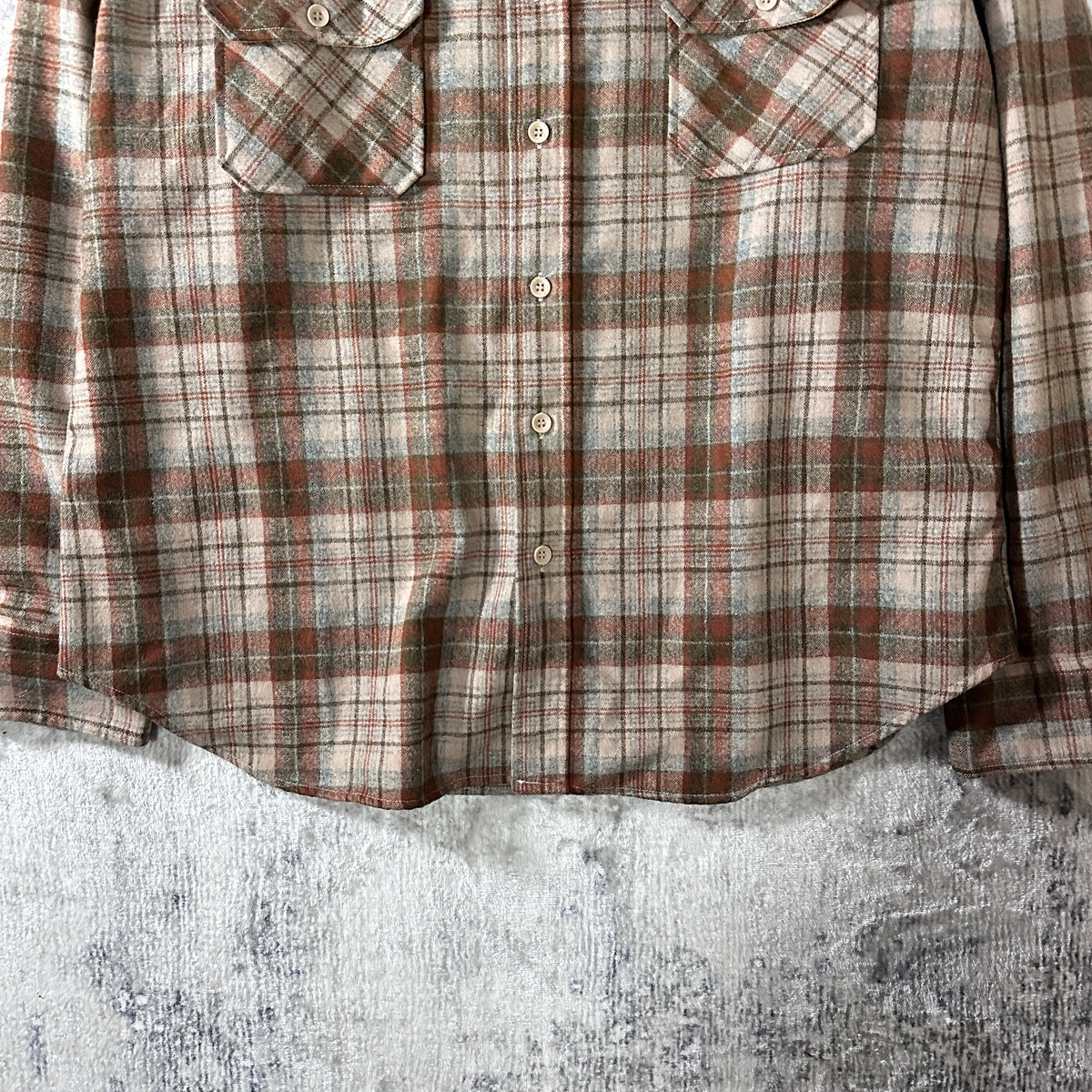 Eastern Mountain Sports Brown Beige Plaid Wool Blend Shirt Size XL