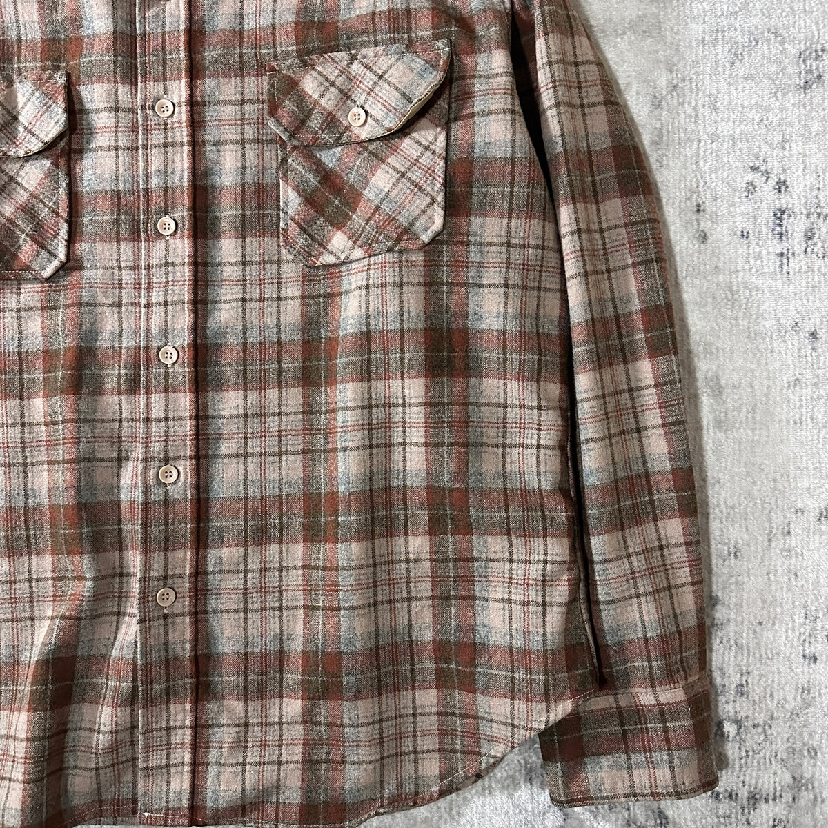 Eastern Mountain Sports Brown Beige Plaid Wool Blend Shirt Size XL