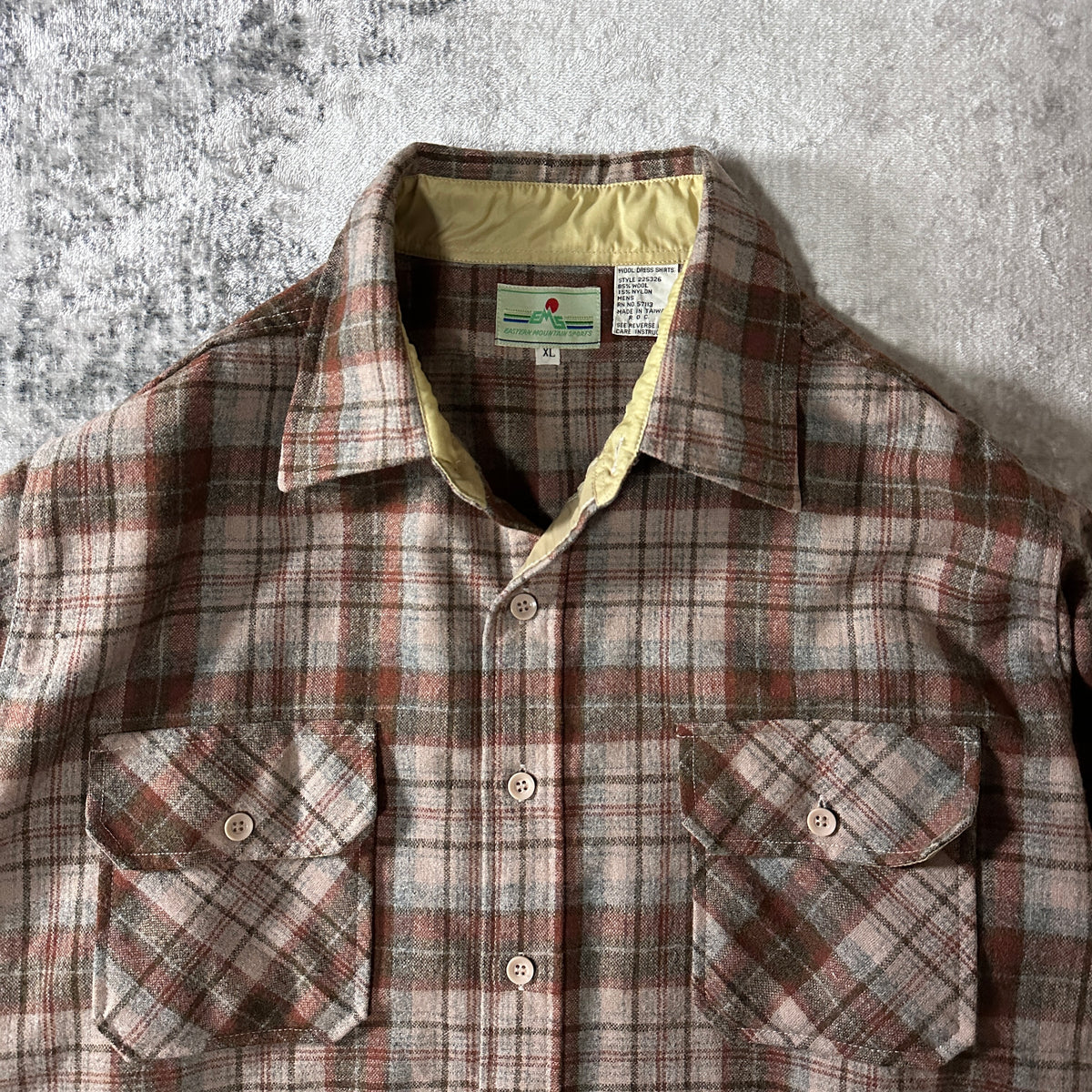 Eastern Mountain Sports Brown Beige Plaid Wool Blend Shirt Size XL