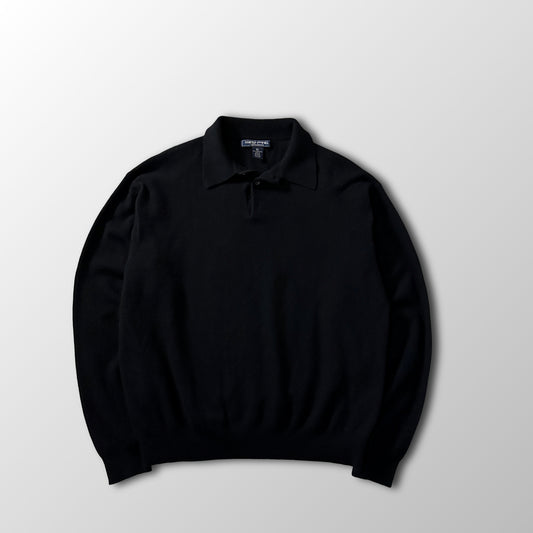 Harold Powell Black 100% Cashmere Knit Polo Sweater Size XL