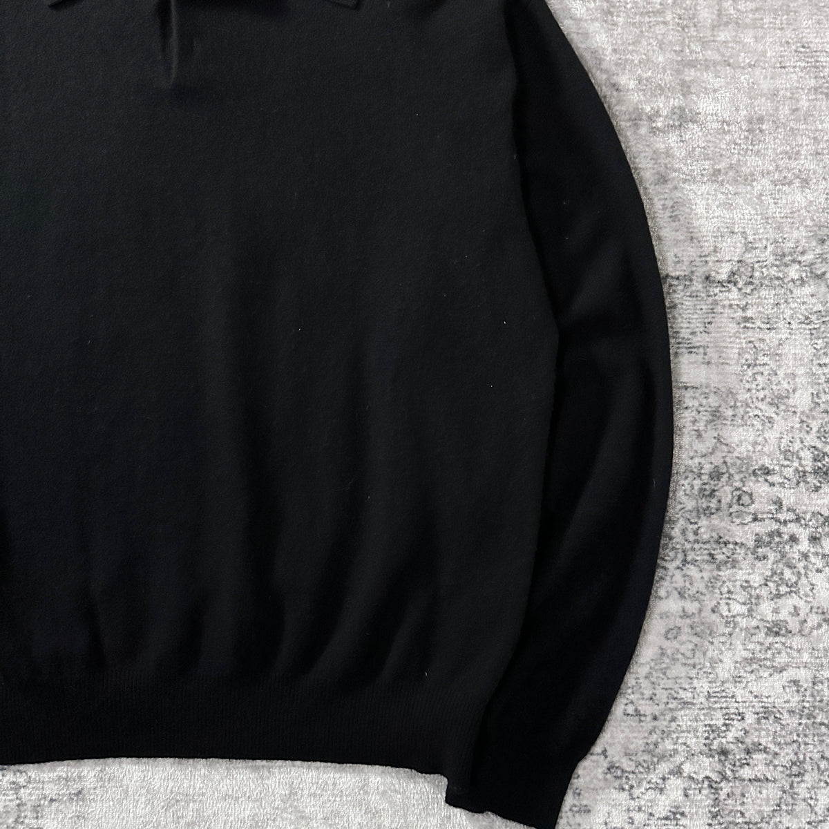 Harold Powell Black 100% Cashmere Knit Polo Sweater Size XL