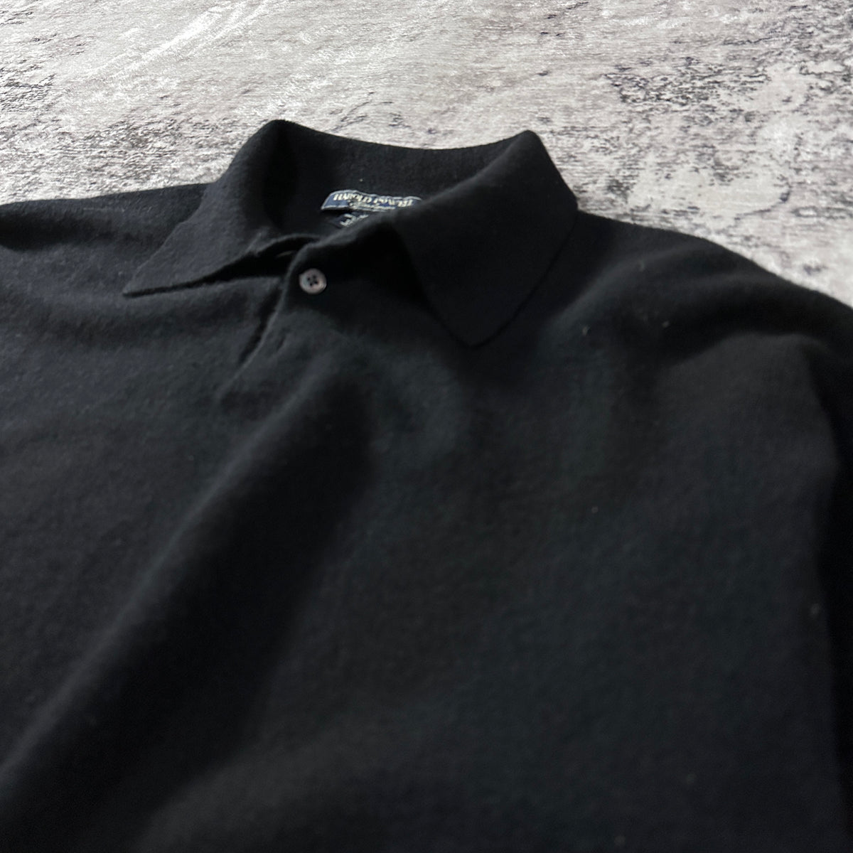 Harold Powell Black 100% Cashmere Knit Polo Sweater Size XL
