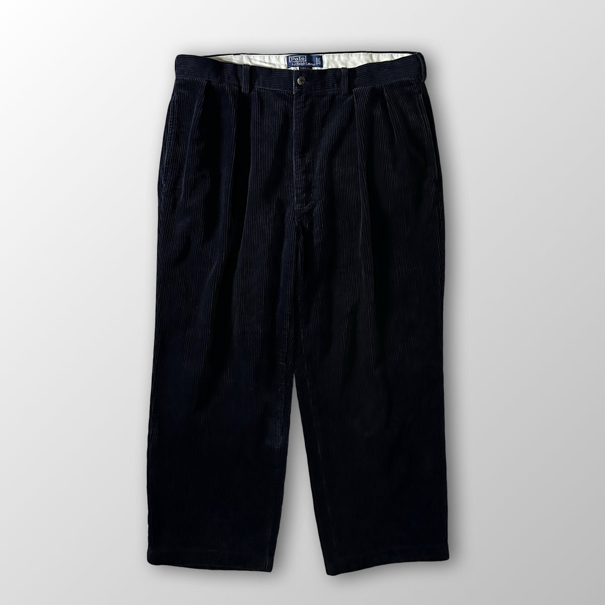Polo by Ralph Lauren Andrew Pant Black Wide Wale Corduroy Pleated Pants Size 36x30